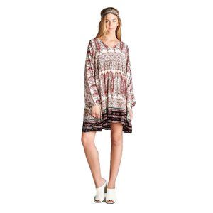 Velzera Paisley V-Neck Mini Dress, Pink